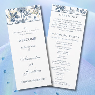 Dusty Blue Chinoiserie Christian Wedding Program Programme