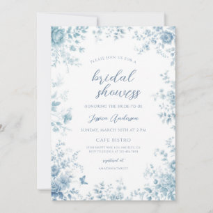Dusty Blue Chinoiserie Floral Bridal Shower Invitation