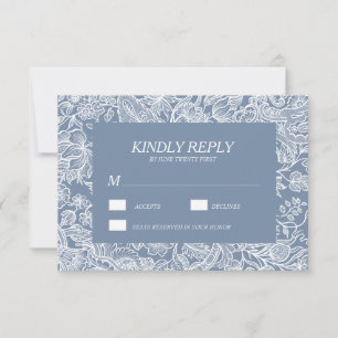 Dusty Blue Chinoiserie Floral RSVP cards