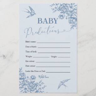 Dusty Blue Chinoiserie Shower Baby Predictions