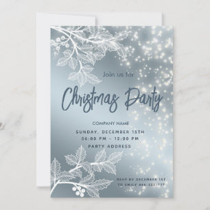 Dusty blue  Christmas braches corporate Christmas  Invitation