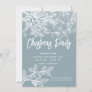 Dusty blue  Christmas braches corporate Christmas  Invitation