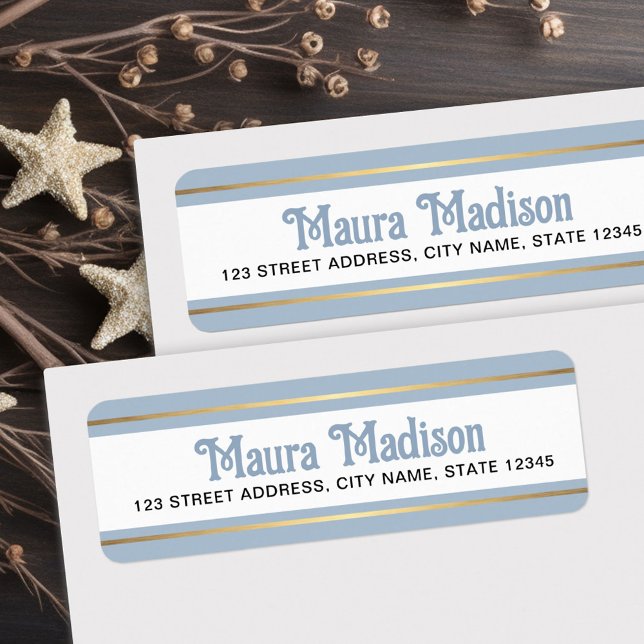 Dusty blue Christmas holiday return address (Dusty blue Christmas holiday return address Label)