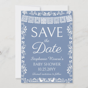 Dusty Blue Cielito Lindo Baby Shower Save the Date Invitation