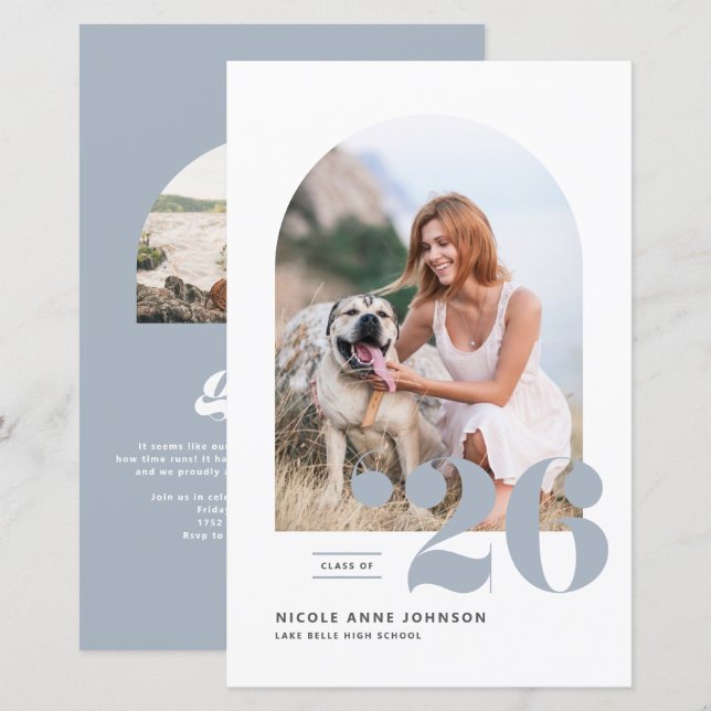 Dusty Blue Class of 2025 Arch Photo Graduation (Front/Back)