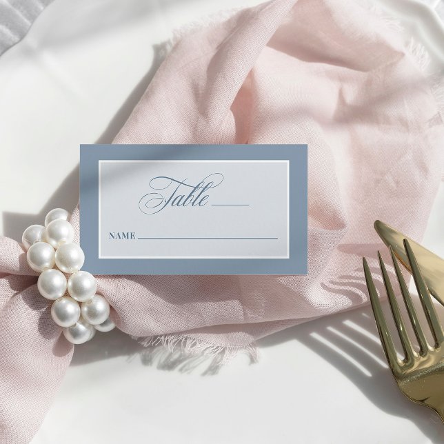 Dusty Blue | Classic and Luxe Wedding Flat Place Card (Creator Uploaded)
