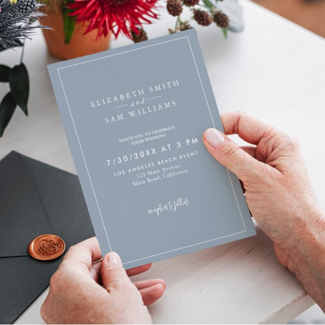 Dusty Blue Classic Elegant Modern Simple Wedding  Invitation (Creator Uploaded)