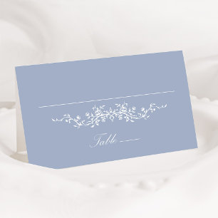 Dusty Blue Classic Floral Wedding Place Card