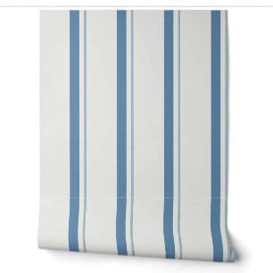 Dusty Blue Classic French Country Stripe Wallpaper
