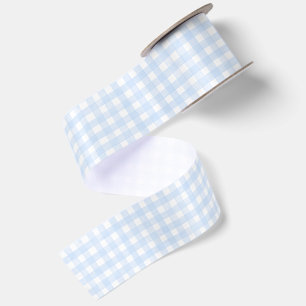 Dusty Blue Classic Gingham Satin Ribbon