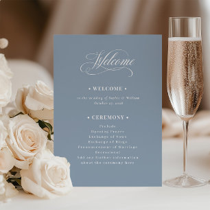 Dusty Blue Classic Luxe Wedding Welcome Programme