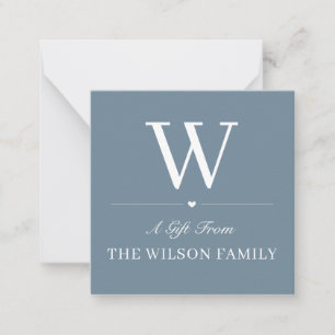 Dusty Blue Classic Monogram Gift Enclosure Cards