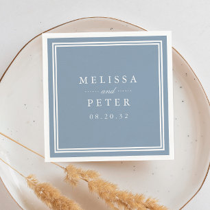 Dusty Blue Classic Personalised Wedding Napkin