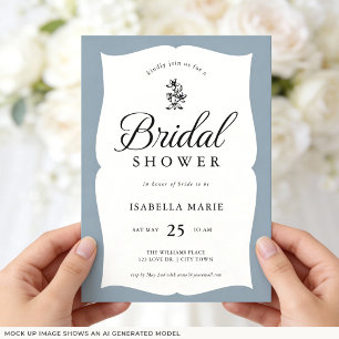 Dusty Blue Classic Regency Bridal Shower Invitation