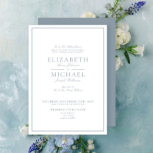 Dusty Blue Classic Script Post Wedding Brunch Invitation