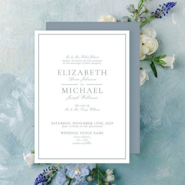 Dusty Blue Classic Script Post Wedding Brunch Invitation (Creator Uploaded)