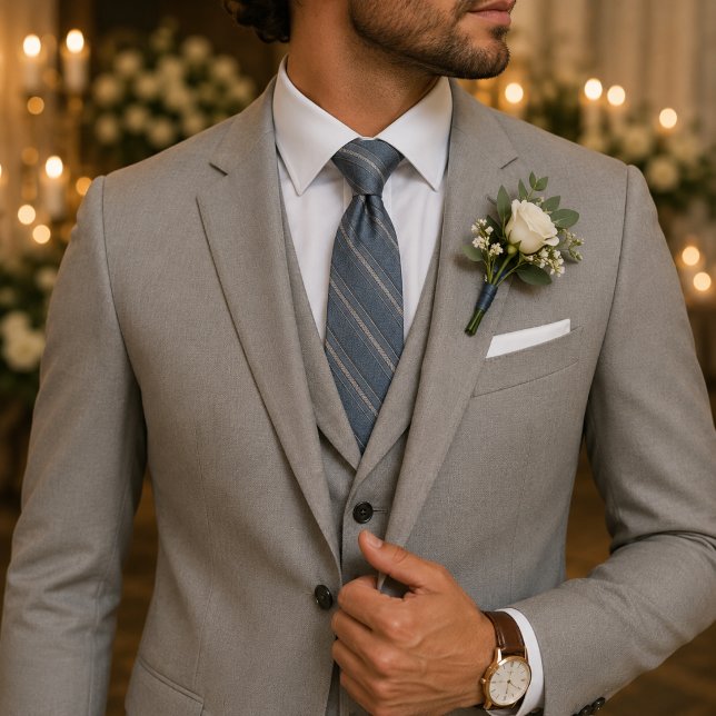 Dusty Blue Classic Textured Wedding & Business Tie (Creator Uploaded)