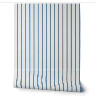 Dusty Blue Classic Vertical Ticking Stripe Wallpaper