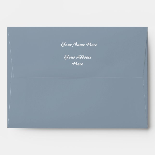 Dusty Blue Classy Elegant Custom Colour Wedding Envelope (Back (Top Flap))