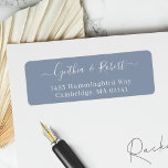 Dusty Blue Classy Script Wedding Return Address<br><div class="desc">Dusty Blue Simple Minimalist Script Return Address Label. For further customisation,  please use Zazzle's design tool to modify this template.</div>