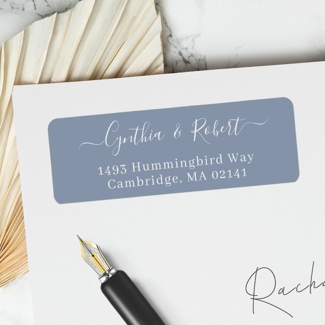 Dusty Blue Classy Script Wedding Return Address (Creator Uploaded)
