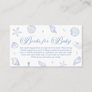 Dusty Blue Coastal Baby Shower Books for Baby  Enclosure Card