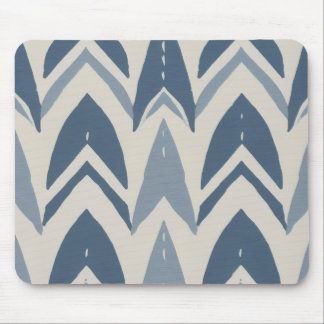 Dusty Blue Coastal Batik Parang Chevron Geometric Mouse Mat