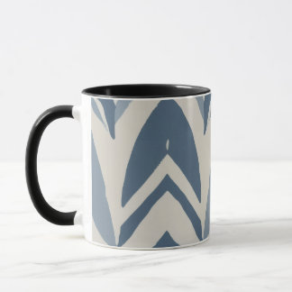 Dusty Blue Coastal Batik Parang Chevron Geometric Mug