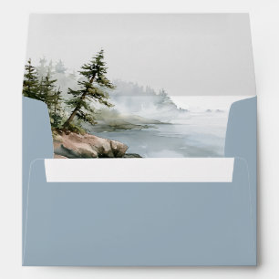 Dusty Blue Coastal Minimal Wedding Return Address Envelope