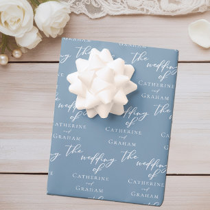 Dusty Blue Coastal Wedding Personalised Wrapping Paper Sheet
