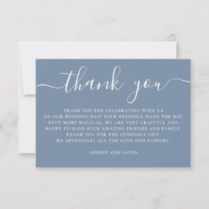 Dusty Blue Coastal Wedding   Romantic Waterfront Thank You Card