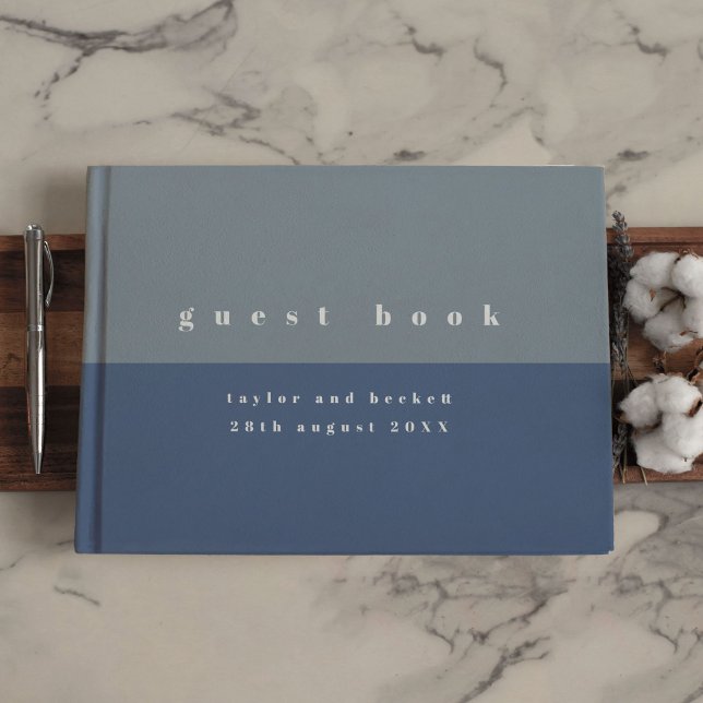 Dusty Blue Colour Block Wedding Guest Book (Dusty Blue Color Block Wedding Guest Book)