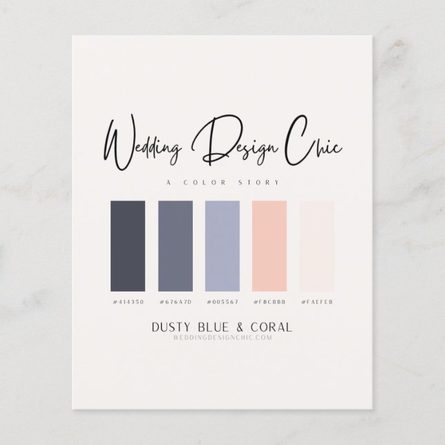 Dusty Blue Coral Colour Palette Codes Wedding Flyer (Front)