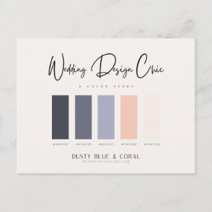 Dusty Blue Coral Colour Palette with Hex Codes Postcard