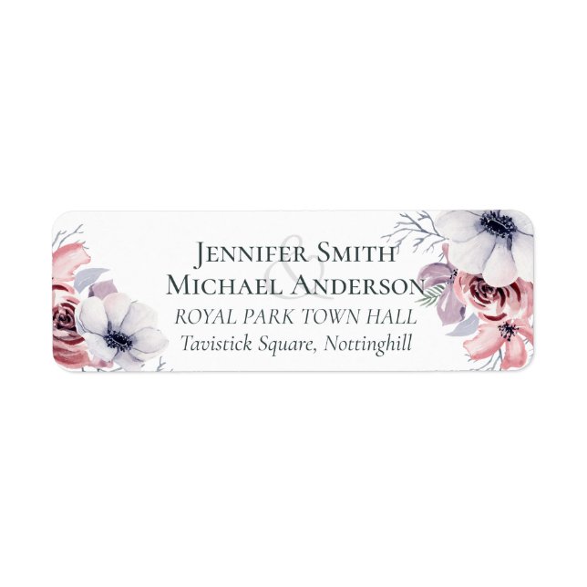 Dusty Blue Coral Floral Wedding Address Budget (Front)