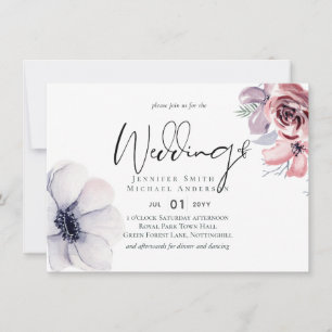 Dusty Blue Coral Modern Wedding Invitation Budget