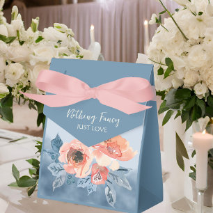 Dusty Blue & Coral Pink Watercolor Floral Wedding Favour Box