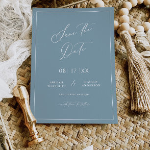 Dusty Blue Cottage Save the Date Card Invitation