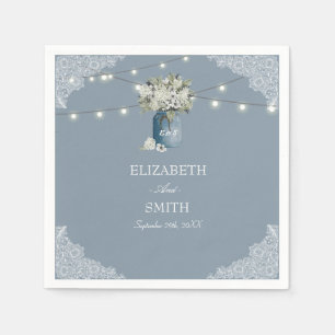 Dusty Blue Country Combined White Lace Wedding Napkin