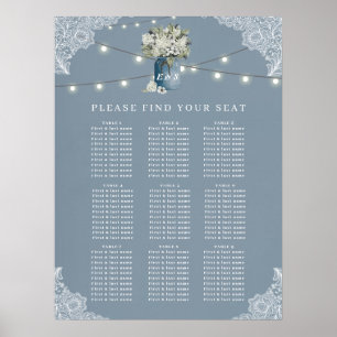 Dusty Blue Country Combined White Lace Wedding  Poster