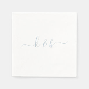 Dusty Blue Couple Initials Swash Script Napkin