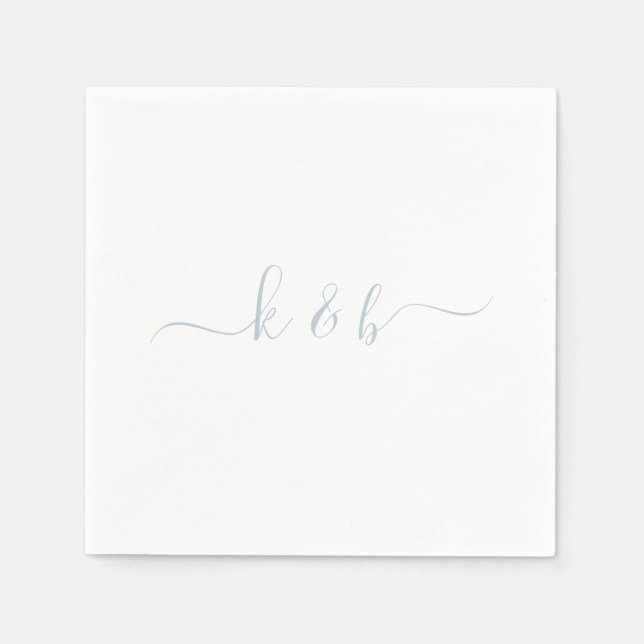 Dusty Blue Couple Initials Swash Script  Napkin (Front)