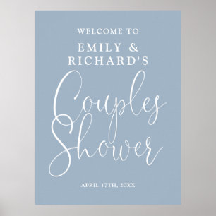 Dusty Blue Couples Shower Welcome Sign
