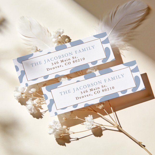 Dusty Blue Cow Print Return Address (Creator Uploaded)