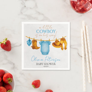 Dusty Blue Cowboy Napkins Western Baby Shower Boy