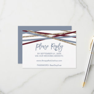 Dusty Blue & Cranberry Streamers Online RSVP Card