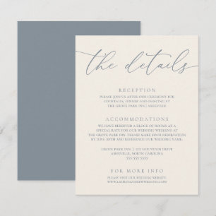 Dusty Blue & Cream Beige Modern Minimalist Wedding Enclosure Card