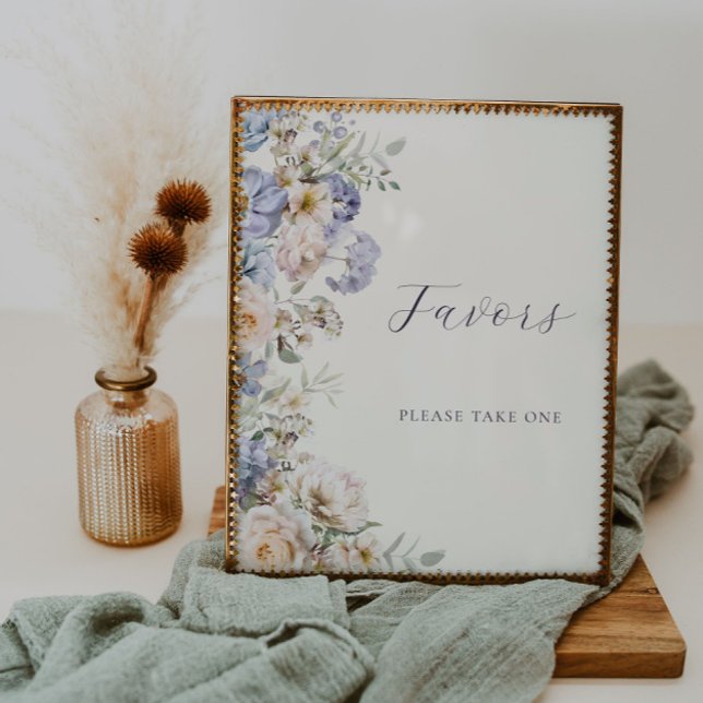 Dusty Blue Cream Floral Favours Sign (Creator Uploaded)