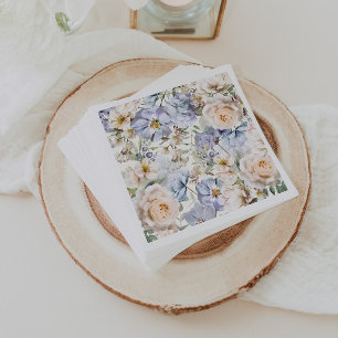 Dusty Blue Cream Floral Napkin