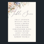 Dusty Blue Cream Floral Table Seven Guest Names Table Number<br><div class="desc">Dusty blue and cream coloured floral wedding 'table seven' card with elegant script and a text template for the guest's names.</div>